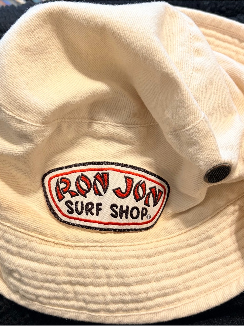 Ron Jon Surf Shop Cream Bucket Hat with Red & Black Logo